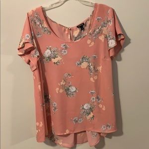 Print with Grey flowery blouse
